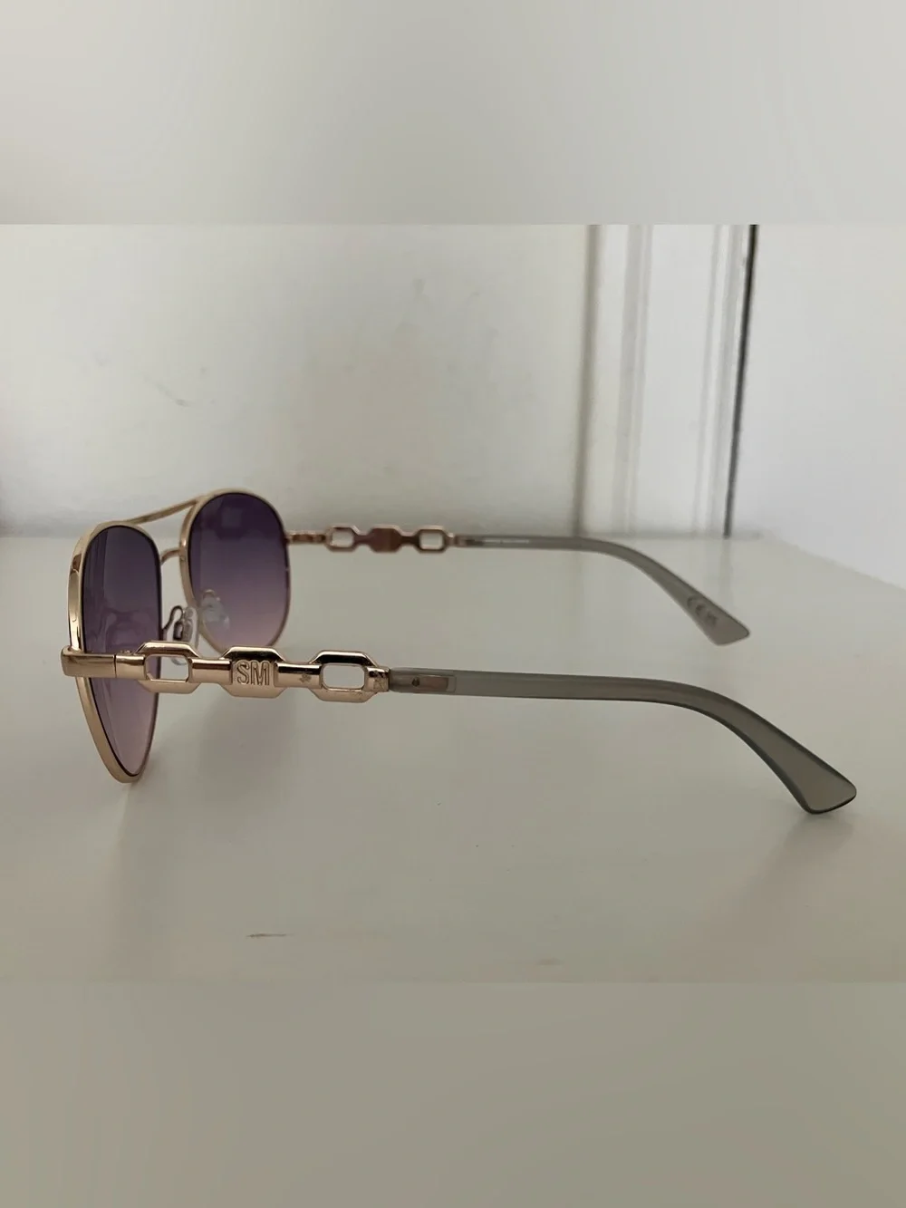 Steve Madden Gold Aviator Sunglasses with Purple Gradient Lenses